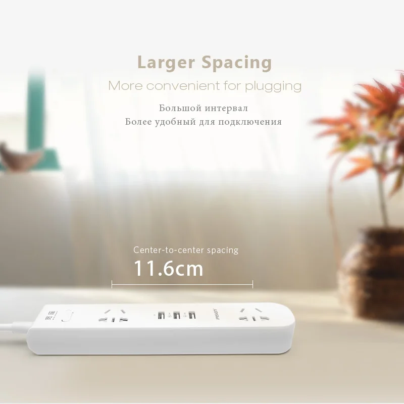 Pisen 2 Розетки и 3 USB Выход Мощность полосы Электроника Smart Расширители plug с ЕС адаптер Мощность Кнопка Стабилизатор напряжения