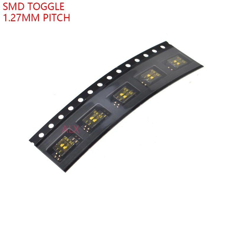 5 шт. Позолоченный SMD SMT 2 P 2-разрядный тумблер двухрядный 2-контактный шаг 1 27 мм