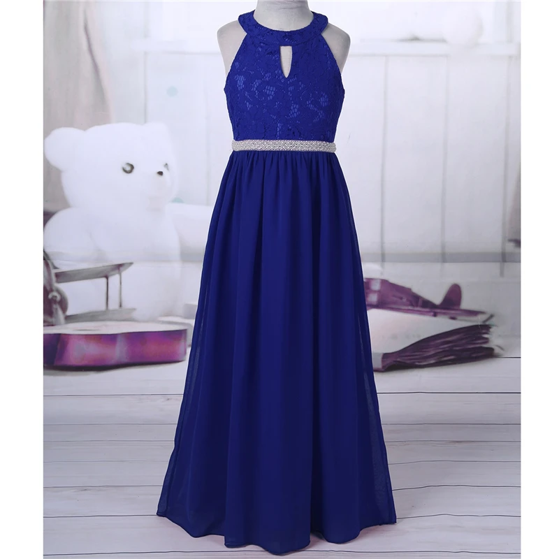 Новинка Летнее шифоновое платье для девочек-подростков с бусинами на талии