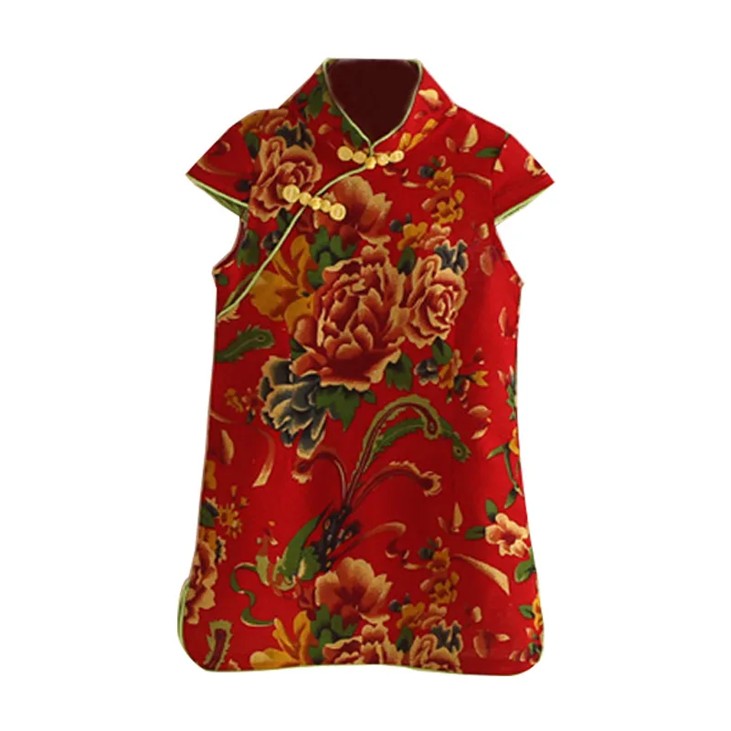 Летние тонкие цветочный Чонсам Qipao платья для девочек одежда малышей детей