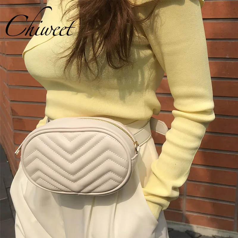 Винтажные маленькие круглые Женские поясные сумки волнистые стеганые роскошные