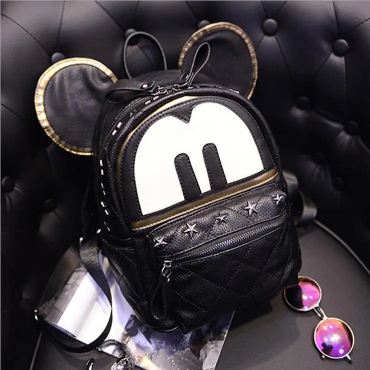 2015 new kanken classic school backpacks Animation cartoon cute mickey backpack Casual style PU leather free shipping | Багаж и сумки