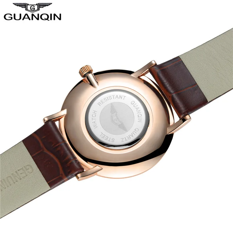 New Arrival Male Watch Top Brand GUANQIN Leather Strap Casual Watches Simple Ultra Thin Men Quartz-Watch Relogio Masculin | Наручные часы