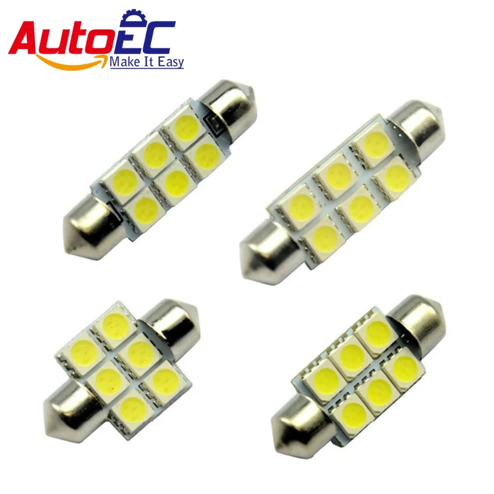 

AutoEC 10X белая 31 мм 36 мм 39 мм 41 мм гирлянда 5050 6 SMD Светодиодная C5W автомобильная светодиодная купольная лампочка для освещения дорожек 6smd 12 В # LK07