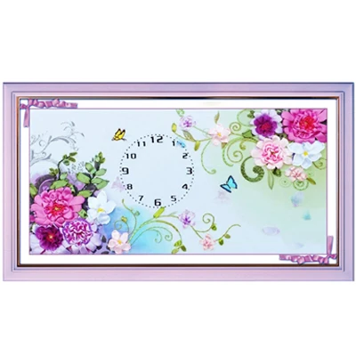 without frame Картина DIY картина для вышивания подарочные часы настенные наклейки цветок вышивка крестиком Набор для вышивания 3D DIY лента с бриллиантами вышивка - Цвет: without frame