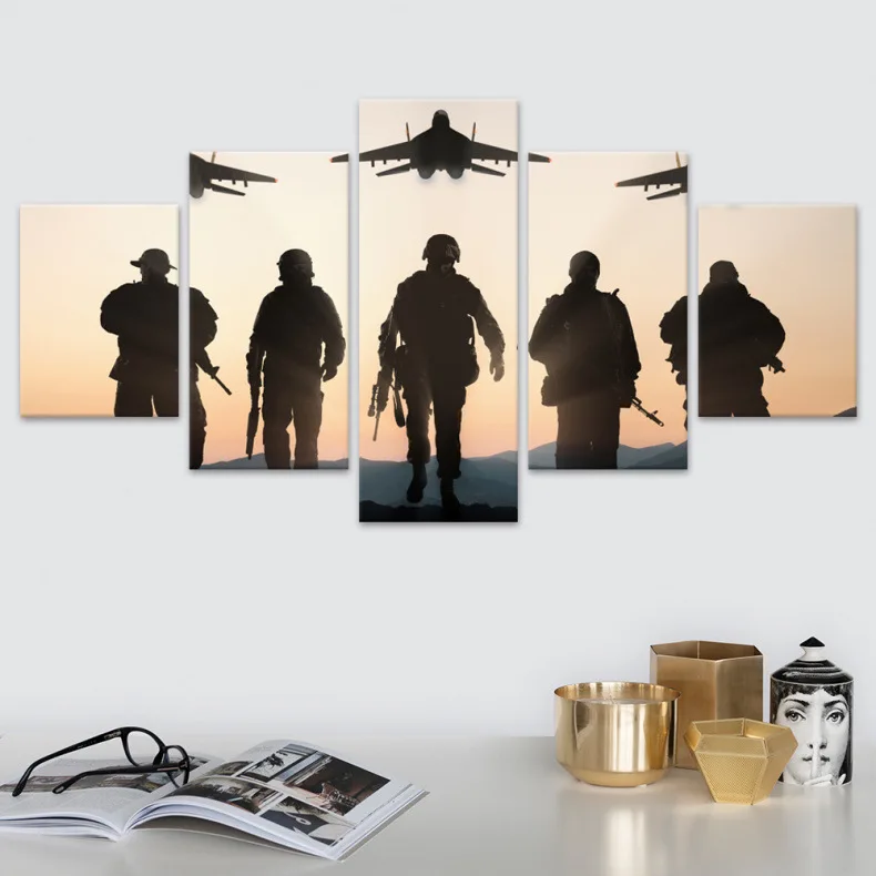 Модульные картины из холста HD печатные настенные художественные рамки 5 PArmy Soldiers