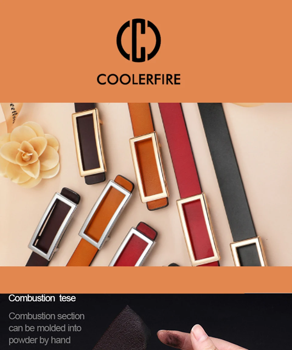 COOLERFIRE дизайнерский ремень с золотой пряжкой на талии женские тонкие ремни из натуральной кожи для женщин ремень LB016