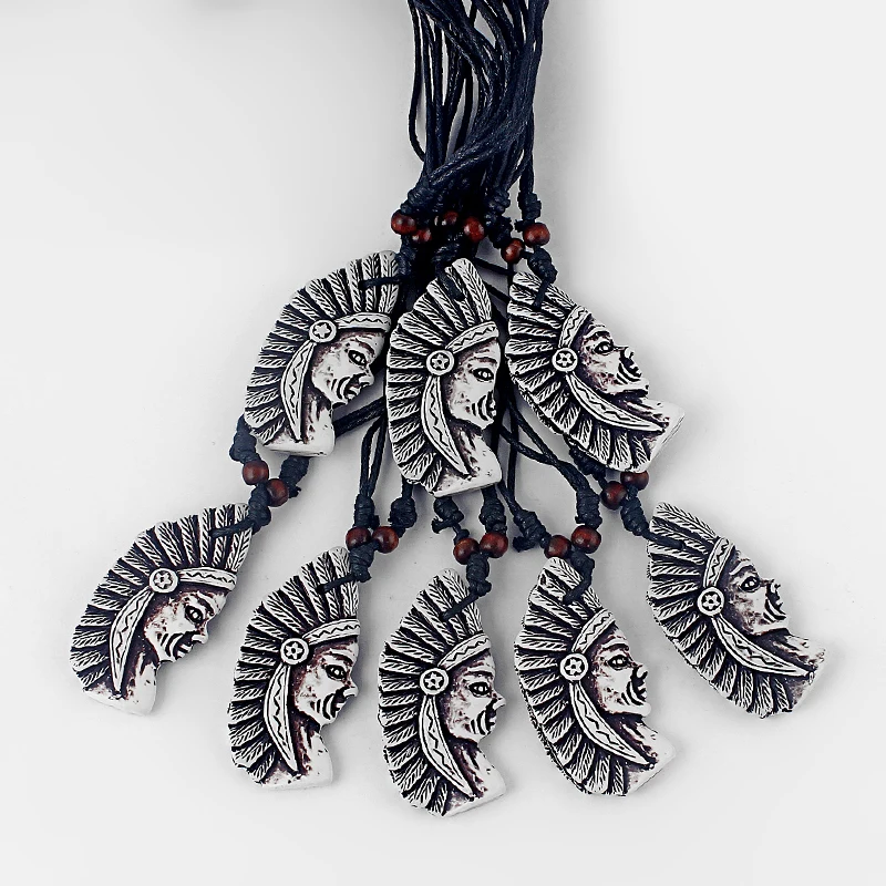 Оптовая продажа 6 шт. белое ожерелье с искусственным Яком и вырезанным