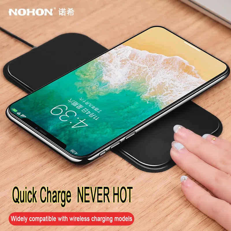 Беспроводное зарядное устройство NOHON Qi для iPhone X 8 Plus Samsung S8 S7 S6 Note 5 LG Nexus 7 Nokia HTC Sony