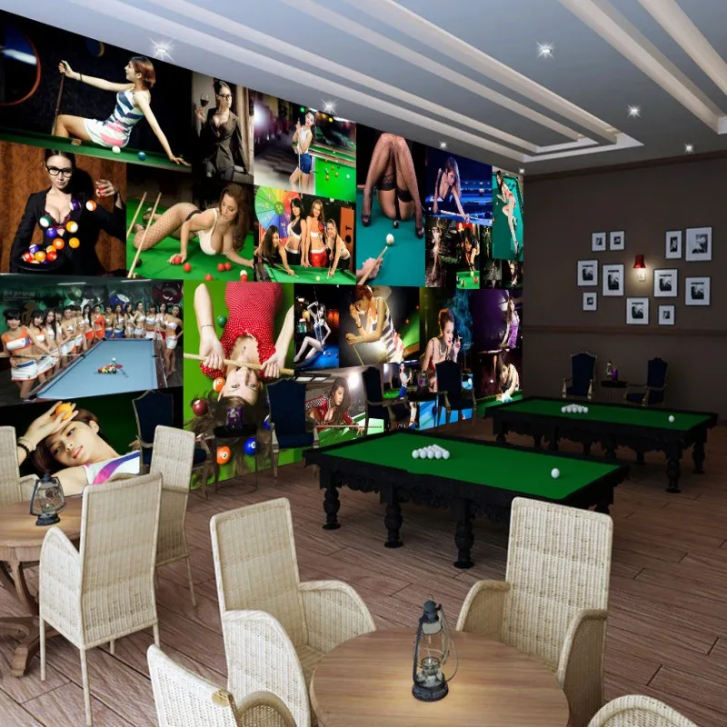 Фотообои современный Бильярд комната снукер сексуальная красота фото стена