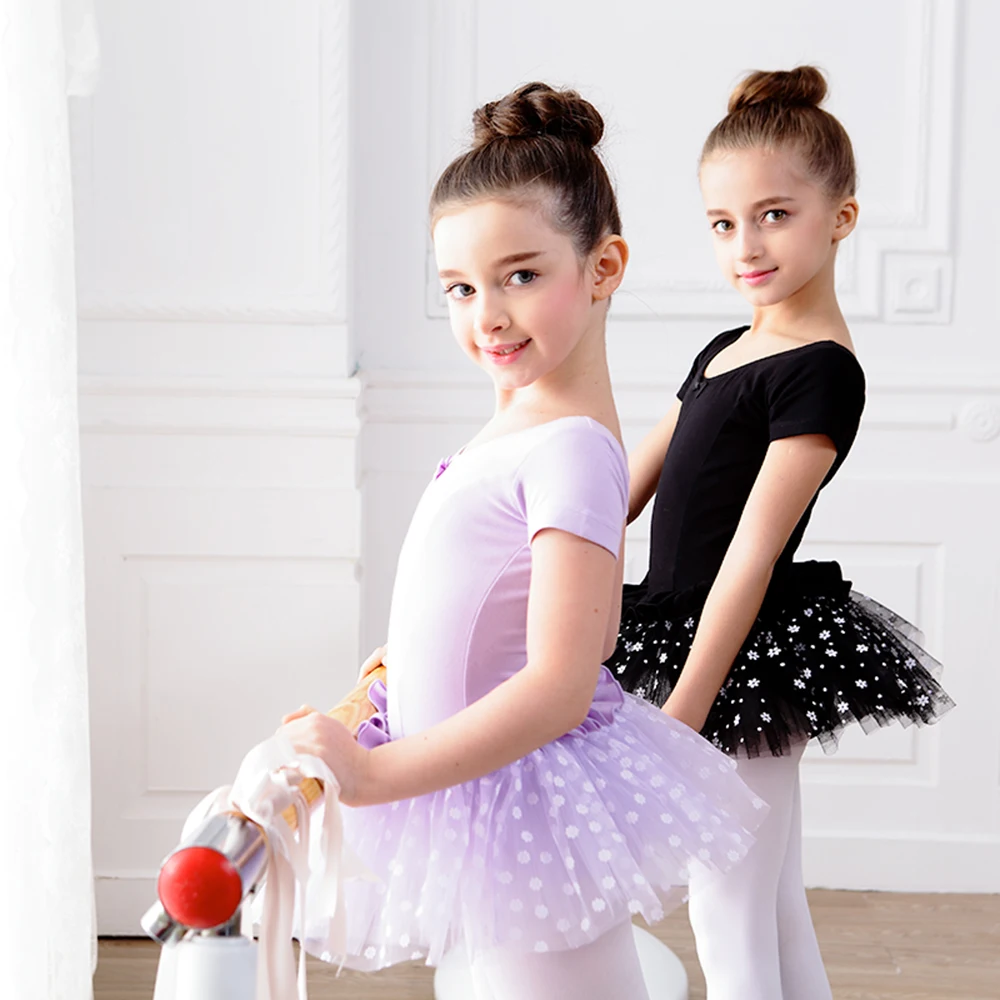 Балетное танцевальное платье для девочек с галстуком-бабочкой и цветочным