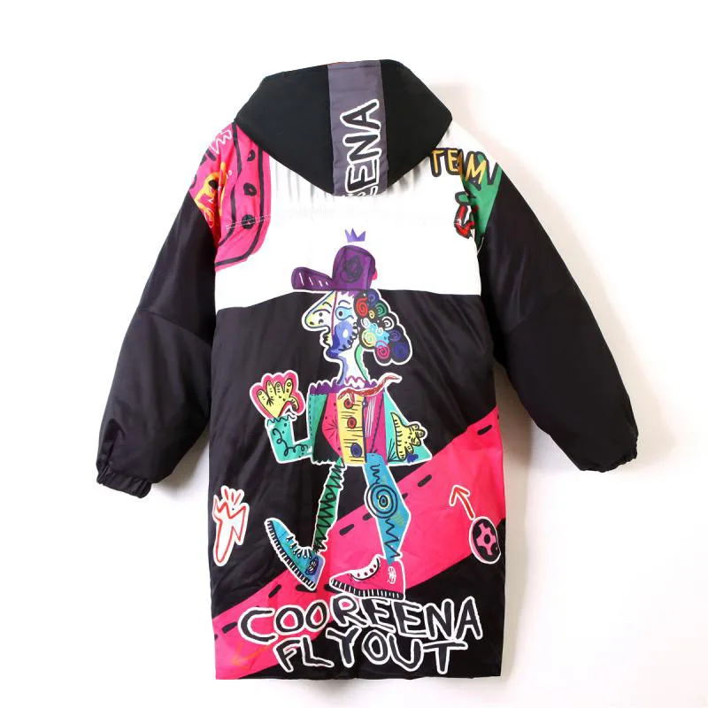 Женское зимнее хлопковое Стеганое пальто 2018 модное Свободное длинное женское