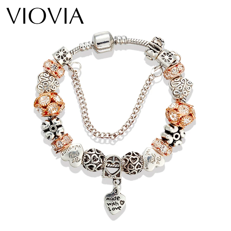 VIOVIA модные ювелирные хрустальные бусы Браслеты &amp Браслеты-кольца с амулетами