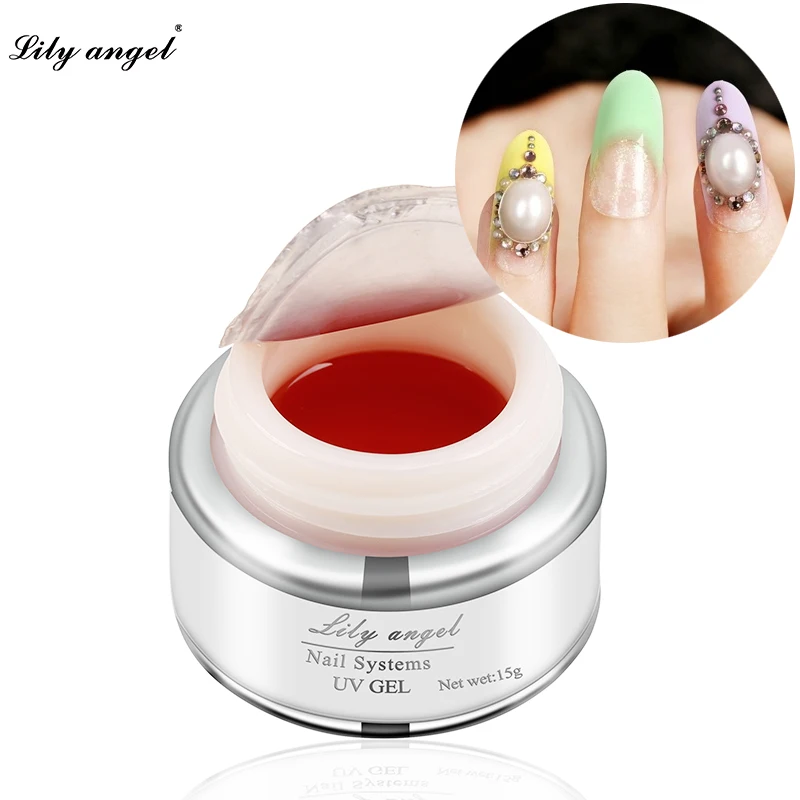 Розовый белый прозрачный гель Lily angel для наращивания ногтей|gel pink|builder uv geluv gel |