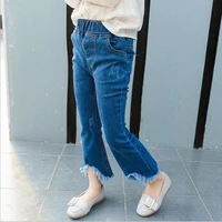 dfxd new kids elastic jeans 2017 spring autumn korean children jeans kids long tassel flares pants high quality denim trousers