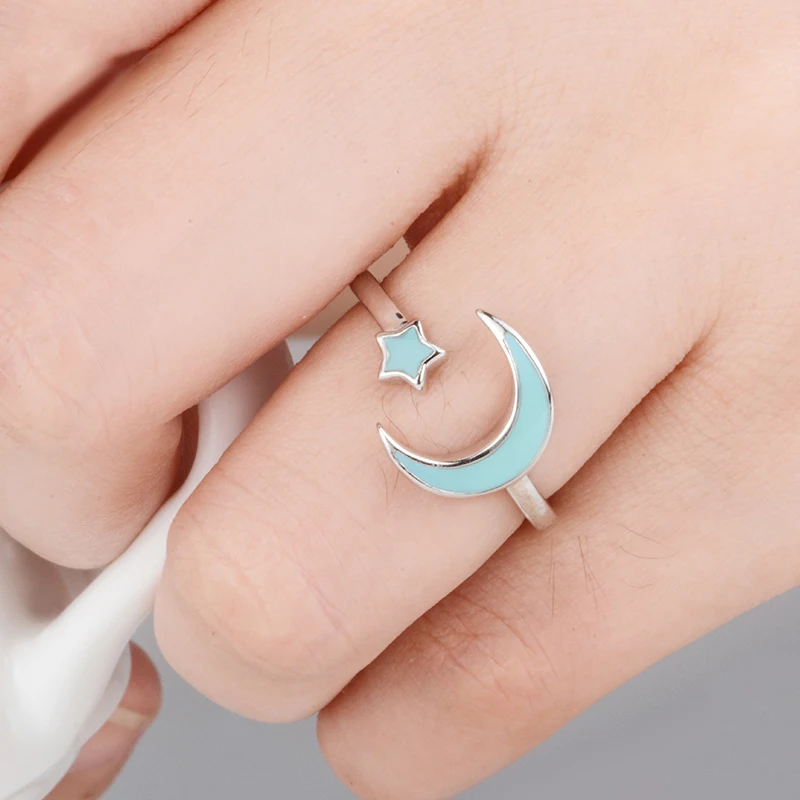 SG Authentic 100% 925 Sterling Silver The moon and the stars Finger Ring for Women Jewelry Gift Free Delivery | Украшения и