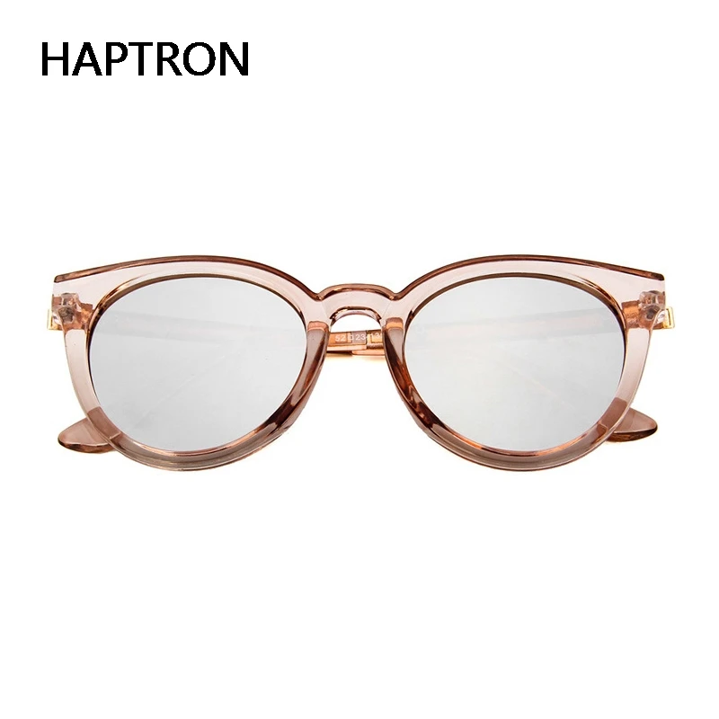 Модные прозрачные очки женские розовые солнцезащитные круглая розовая Золотая