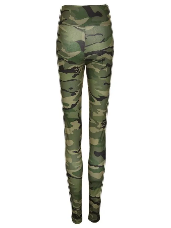 Camouflage Брюки для йоги женские с высокой талией эластичные Леггинсы для йоги женские s средняя талия камуфляжные полосатые повседневные женские брюки на шнурке - Цвет: Camouflage