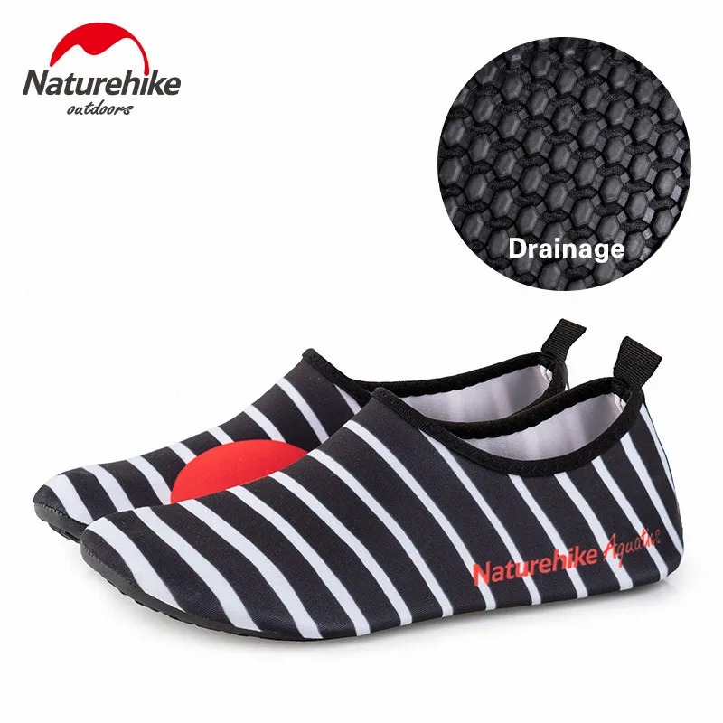 Drain-Stripe Naturehike уличная эластичная водонепроницаемая обувь для плавания, носки для плавания, Ультралегкая дышащая пляжная обувь для мужчин и женщин, разноцветные - Цвет: Drain-Stripe