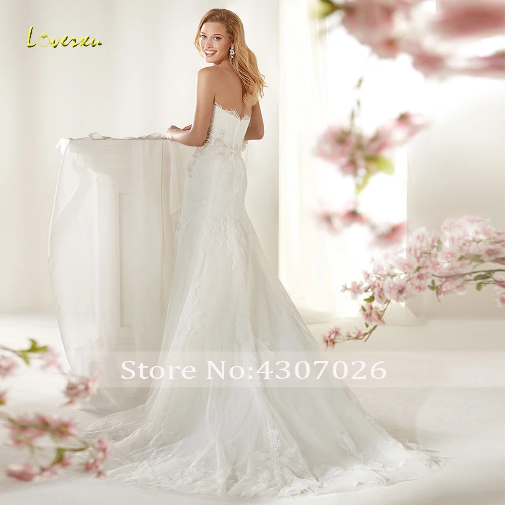 Loverxu Русалка без бретелек Boho пляжные свадебные платья Шикарные аппликации