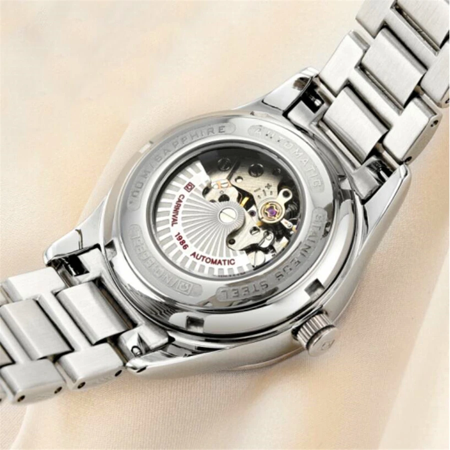 

Carnival Fashion Silver blue Watch women Mechanical dress women watch Diamond watches lady gift relogio feminino clock