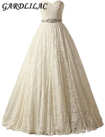 gardlilac lace sashes ball gown wedding dress white ivory champagne bridal gowns sweetheart sleeveless wedding dress