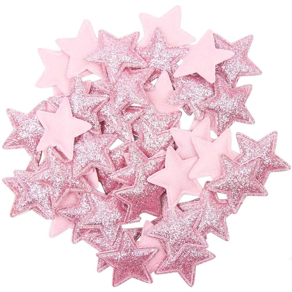 100pcs pink star 100 шт Смешанные аппликации Сердце Звезда Корона кролик одной стороны Блестящий патч ручной работы аксессуары для волос патчи Скрапбукинг стикер - Цвет: 100pcs pink star