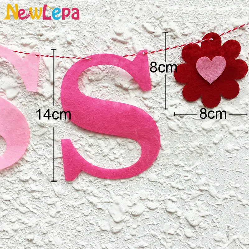 Розовый толстый нетканый материал поцелуй меня сердце Настроить баннер гирлянда