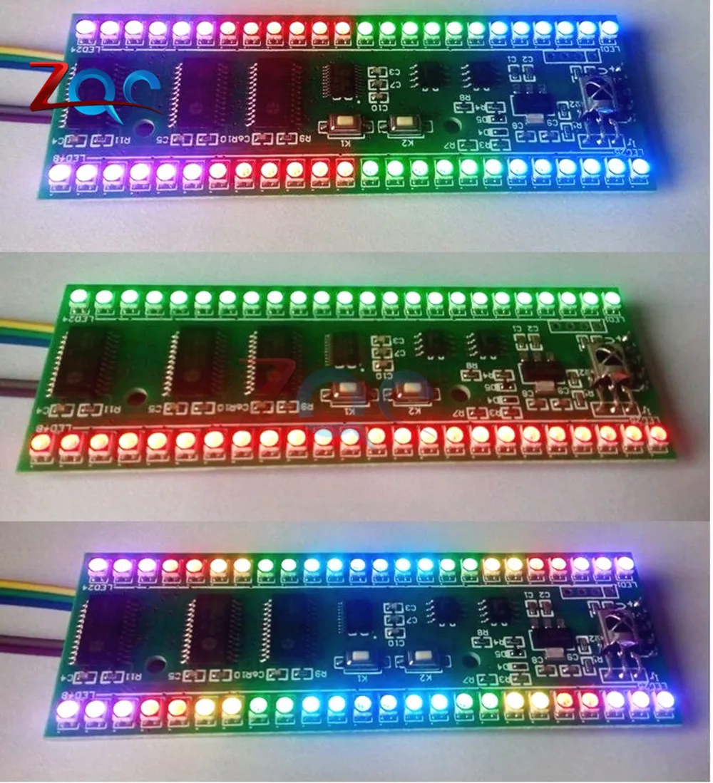 RGB MCU регулируемый дисплей шаблон 24 светодиода VU Meter плата индикатора уровня звука