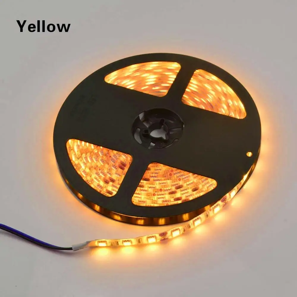 Yellow 5M Водонепроницаемый 5050 SMD Светодиодные ленты светильник 12V светодиодный Диодная лента RGB, RGBW, RGBWW Кухня Гостиная светильник ing ленты украшение лампы - Испускаемый цвет: Yellow