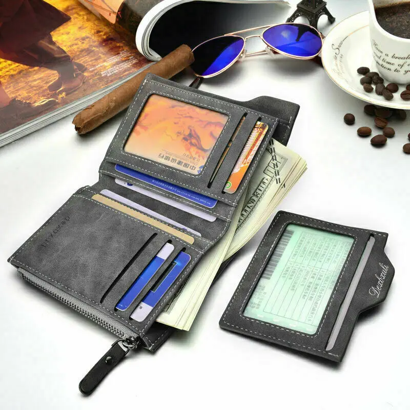 

2019 Newest Fashion Leather Wallets For Men Wallet With Zip Coin Credit Solid Hot SaleCard Holder