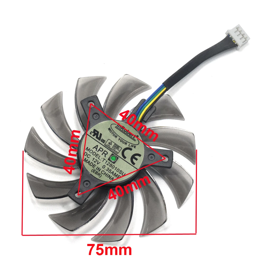 Кулер 75 мм T128010SU FD7010H12S 4pin DC12V вентилятор для Gigabyte Radeon HD 7970 R9 280X GTX670 /GTX780 /570 980ti g1