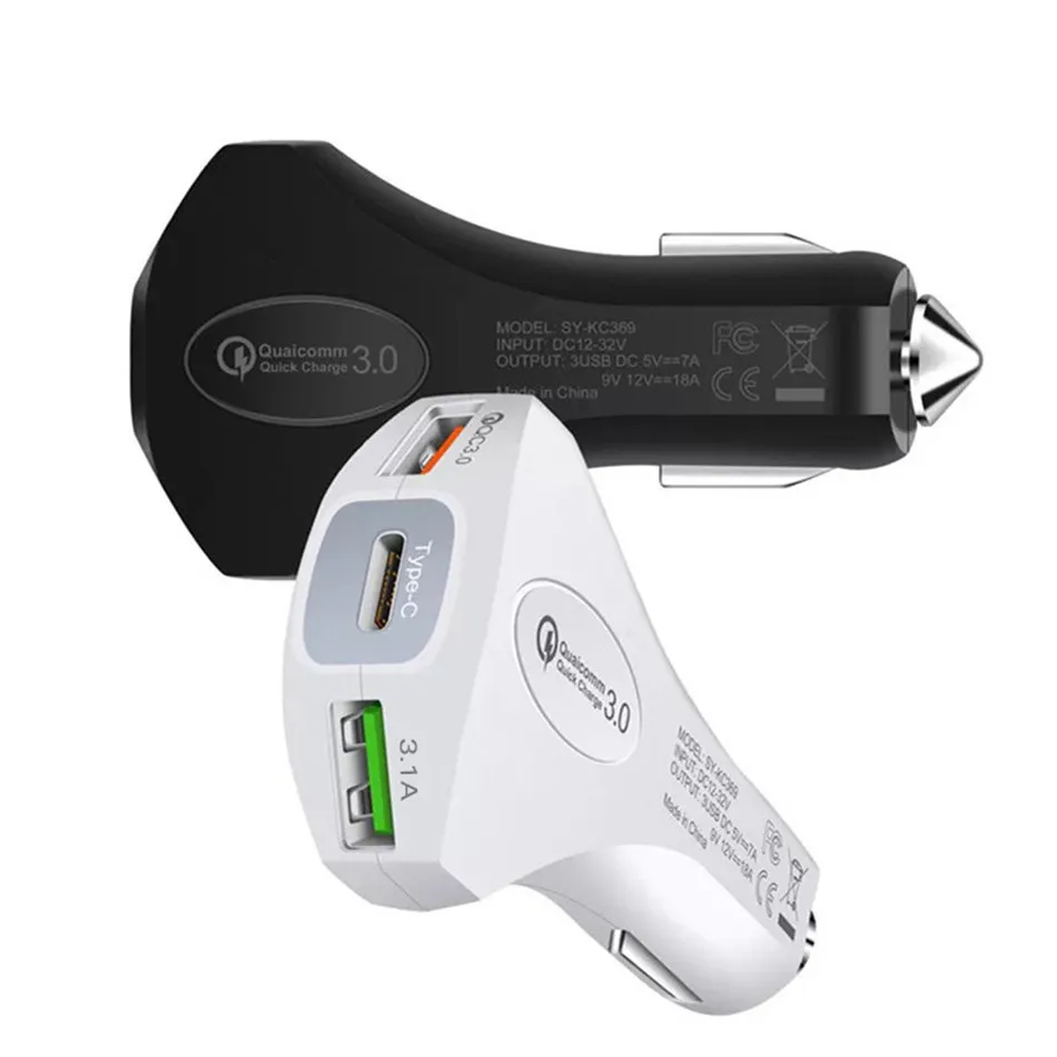 3а быстрое USB Автомобильное зарядное устройство для IPhone Xiaomi samsung huawei автомобильное USB зарядное устройство адаптер Автомобильное зарядное устройство для мобильного телефона зарядное устройство/молоток безопасности