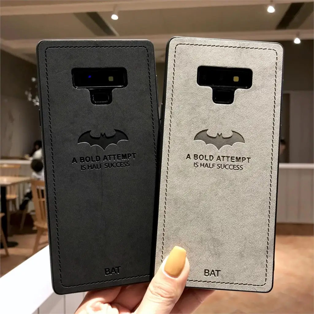 bat Cloth Silicone + Leather Case For Samsung Galaxy Note 9 Cover Back M10 M20 A30 A50 S10 S10E S9 S8 A6 Plus A7 2018 |