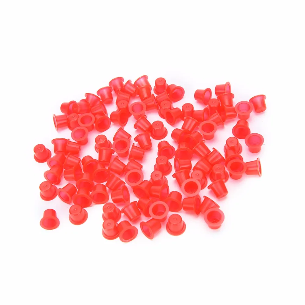 100 шт. красный профессиональная Пластик татуировки чашки шапки 12X8X9mm пигмент