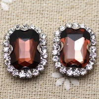 wine red 20 шт 10*14 мм Разноцветные прямоугольные Стразы для пришивания с помощью когтей Серебристая задняя пуговица с прозрачными стразами с отверстиями - Цвет: wine red