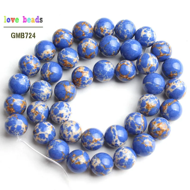 Blue Sediment Jaspers Round Loose Stone Beads for Jewelry Making DIY Bracelet 15'' strand 4/6/8/10/12mm | Украшения и
