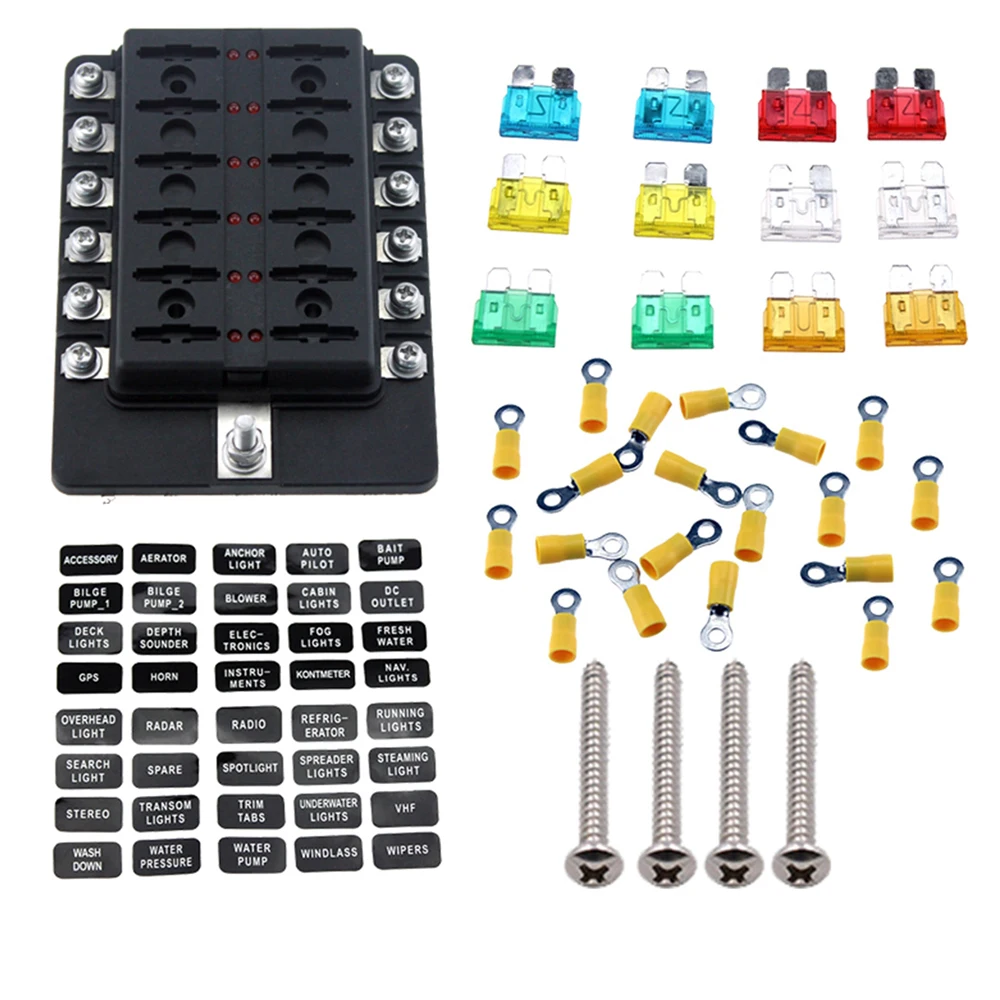12-полосный блок предохранителей для автомобиля грузовая Морская Лодка