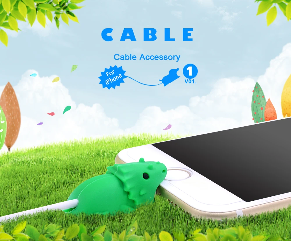 Чипаль милый мультфильм укуса животных кабель протектор для iPhone USB передачи