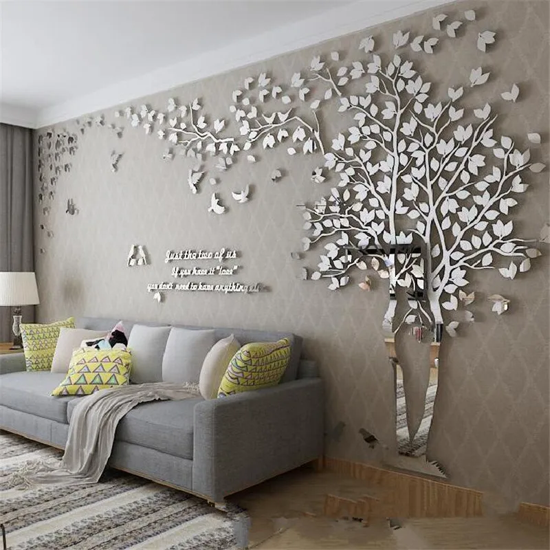 1Pcs 250x130cm 3D Texture Acrylic Tree TV setting Wall Decal Living Room Trees For Walls Stickers Warmth Home decor | Дом и сад