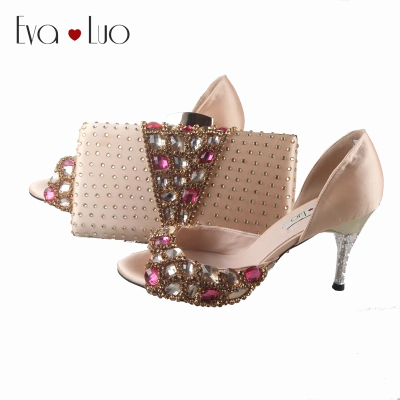 Женские туфли цвета шампанского фуксии с сумочкой в комплекте Модельные лодочки