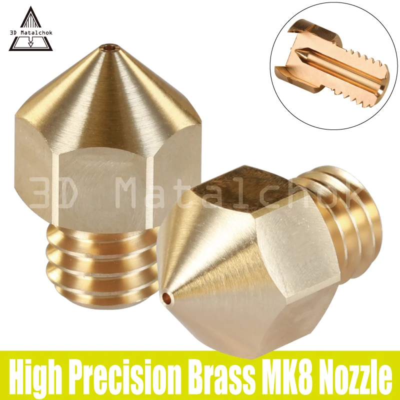 

Top quality Brass MK8 Nozzle 0.2mm 0.4mm 0.6mm 0.8mm M6 Threaded for 1.75mm Filament 3D Printer ENDER 3 CR10 Extruder Print Head