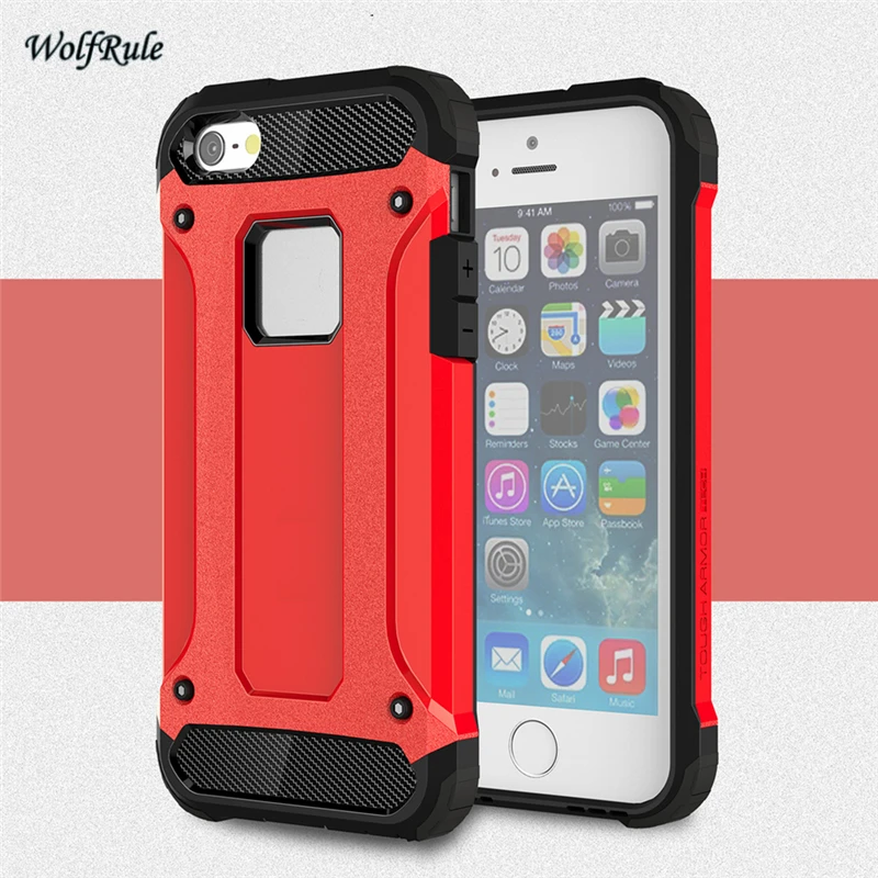 Wolfrule чехол для Apple IPhone 5S случае двойной Слои Броня ТПУ &amp PC бизнес Стиль Fundas