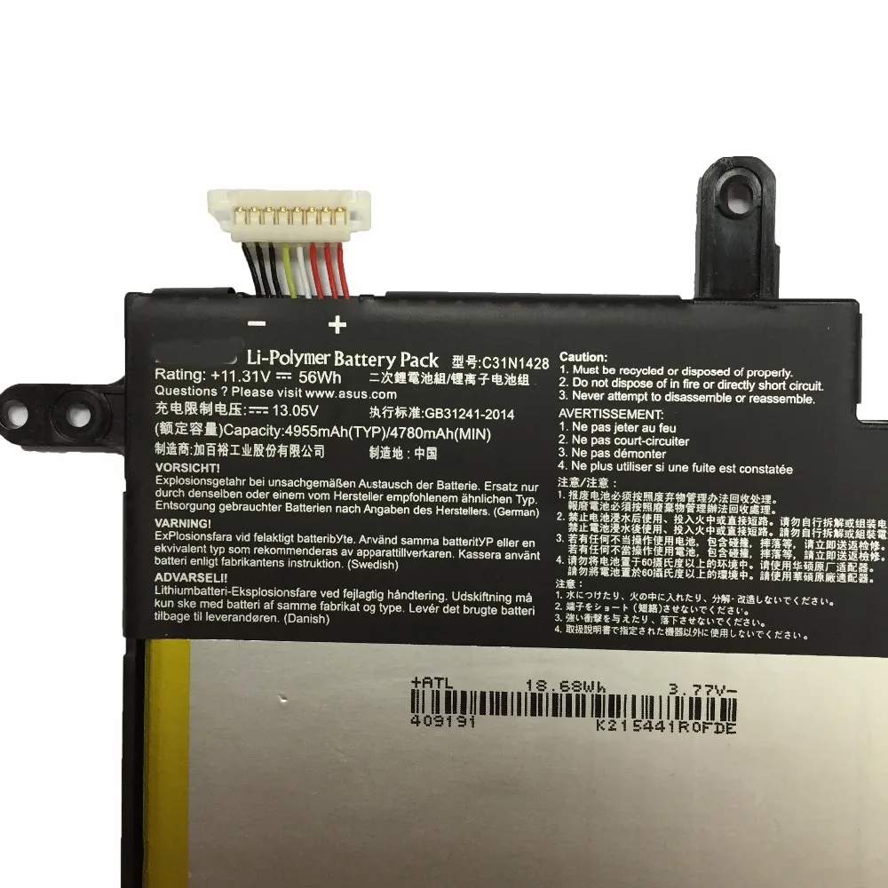 11 31 в 56wh 4780 мА/ч новый оригинальный C31N1428 Аккумулятор для ноутбука ASUS Zenbook UX305LA