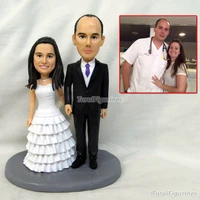 doctor wedding cake topper lover gift custom wedding birthday sculpey clay figurines a mini version of myself from photo