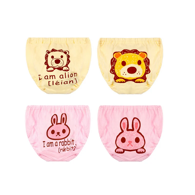 4pcs/lot Cute Cartoon lion elephant Baby Underwear Cotton Infant Panties Boys Briefs for Girls Toddler Underpants sets | Детская одежда