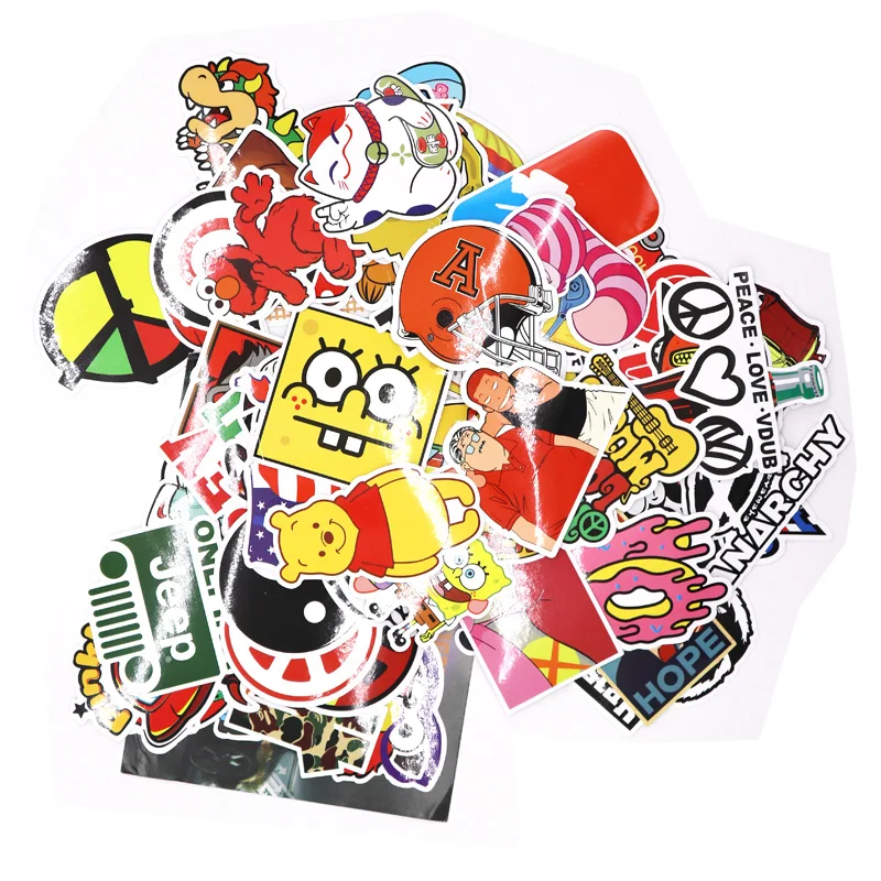 100 шт. мультфильм автомобиль/ноутбук/багаж наклейки бампер случайные узоры |