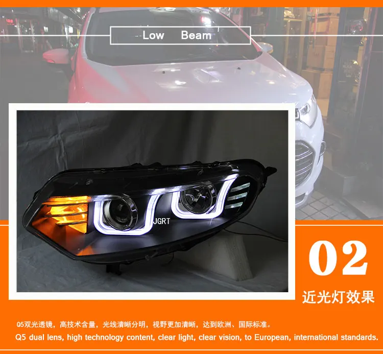 2 шт светодиодный фары для Форд Ecosport 2013 автомобилей Светодиодный свет двойной ксеноновой линзы автомобильные аксессуары Габаритные огни противотуманных фар