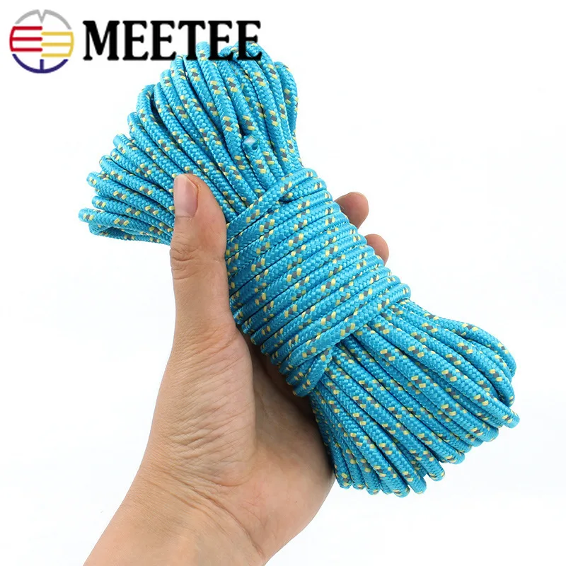 Meetee 1 шт. = 20 м 5 мм смелые Светоотражающие шнуры Наружная палатка фиксирующая Веревка DIY бельевая линия наземный гвоздь ветрозащитный шнурок фитинг