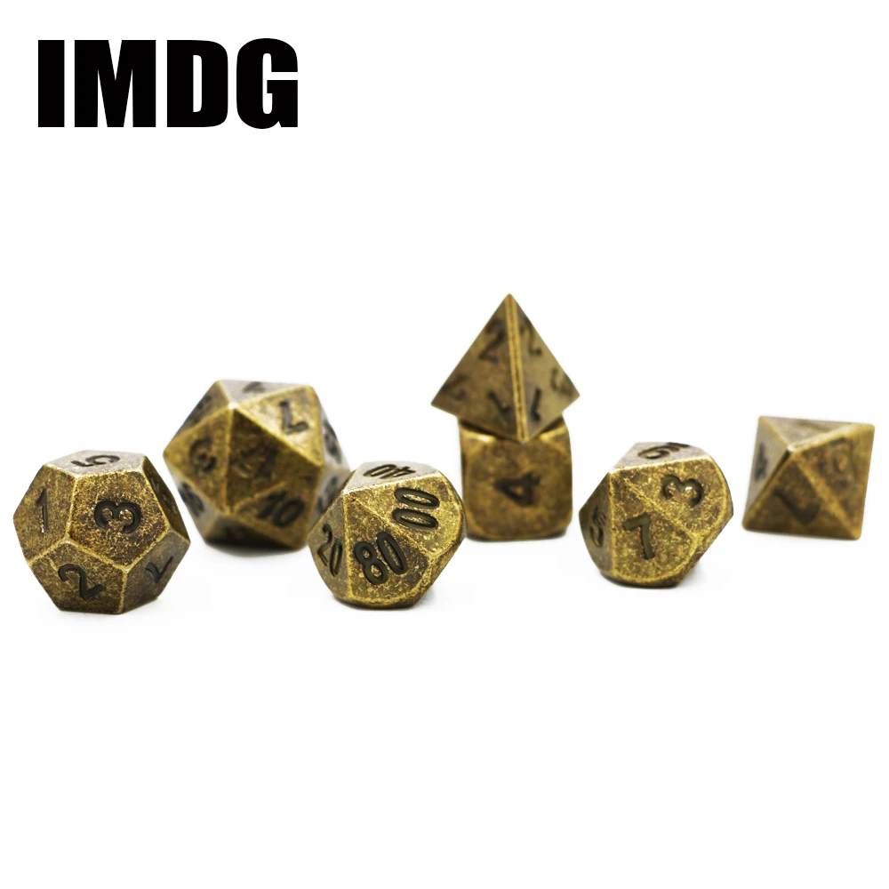 IMDG 7 шт./компл. Творческий RPG игра в кости многогранник металлические игральные кубики DND разных Цвет игра в кости